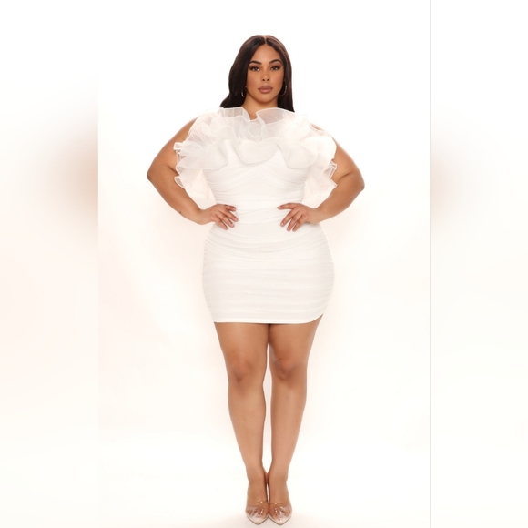 Fashion Nova - Ruffle Mami Mesh Mini Dress - Picture 3 of 9